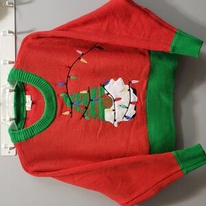 Poof NWT Holiday Red Cropped Sweater with Faux Fur Holiday Gnome